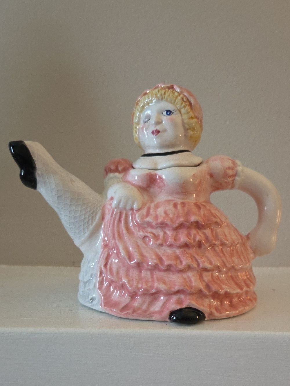 Ceramic Teapot Shaped Like French Burlesque Dancer
